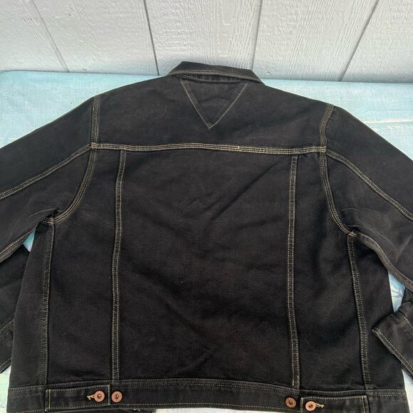˚₊‧꒰ა ☆ ໒꒱ ‧₊˚Tommy Jeans Jacket Men's Size Large Distressed Black (3B-DT) - Picture 9 of 9